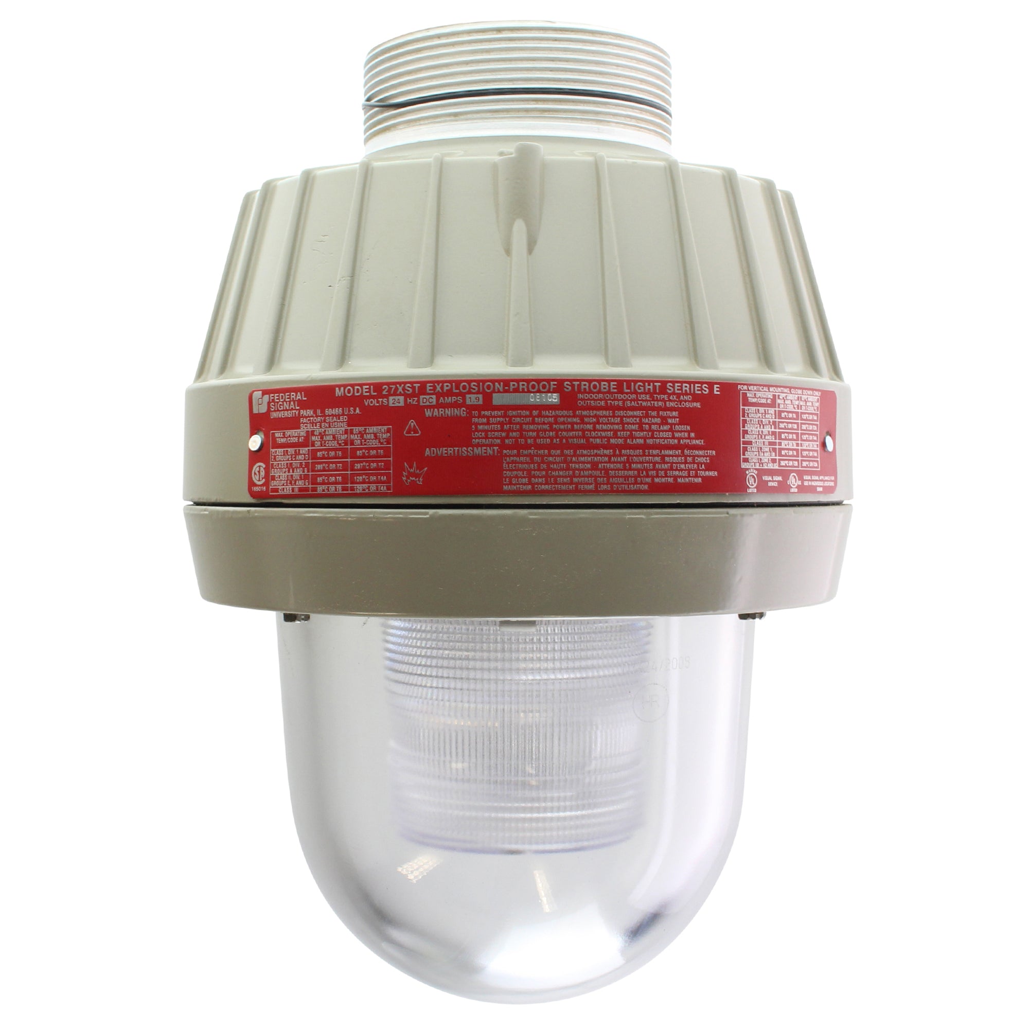 Federal Signal, FEDERAL SIGNAL 27XST-024CSE EXPLOSION-PROOF LED WARNING LIGHT, 24VDC, CLEAR LENS