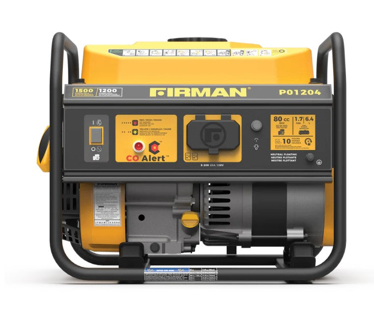 Firman, Firman P01204 Generator 1200W/1500W 20 Amp With CO Alert New