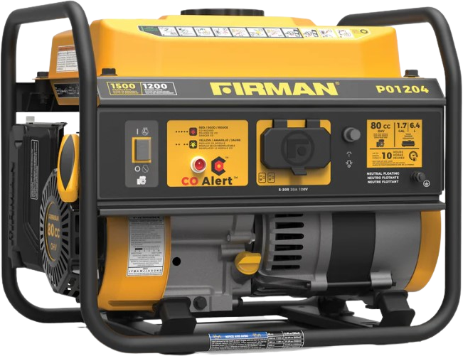 Firman, Firman P01204 Generator 1200W/1500W 20 Amp With CO Alert New