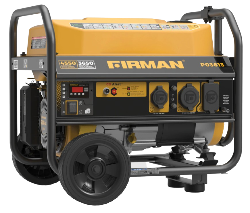 Firman, Firman P03613 3550W/4450W 30 Amp Recoil Start Portable Gas Generator With CO Alert New