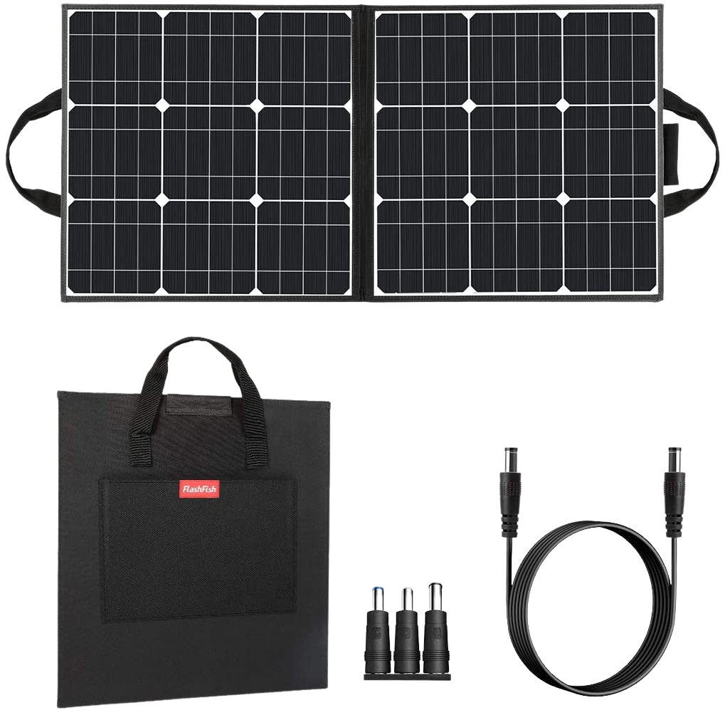Flashfish, Flashfish 50W 18V Portable Foldable Solar Panel With 5V USB 18V DC Output Compatible With Portable Generators, Smartphones, Tablets And More New