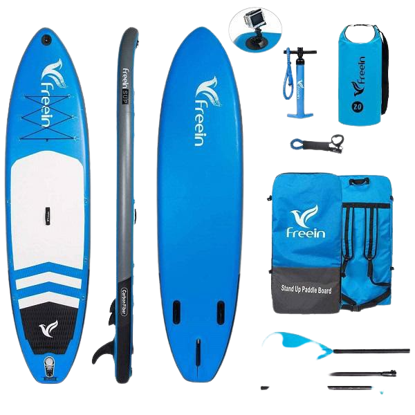 Freein, Freein 10' 2" Explorer Inflatable SUP Stand Up Paddle Board Package Dual Action Pump Camera Mount Blue New