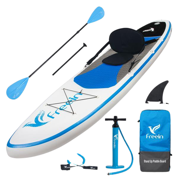 Freein, Freein 10' Inflatable Kayak Package Dual Action Pump Triple Fins White New