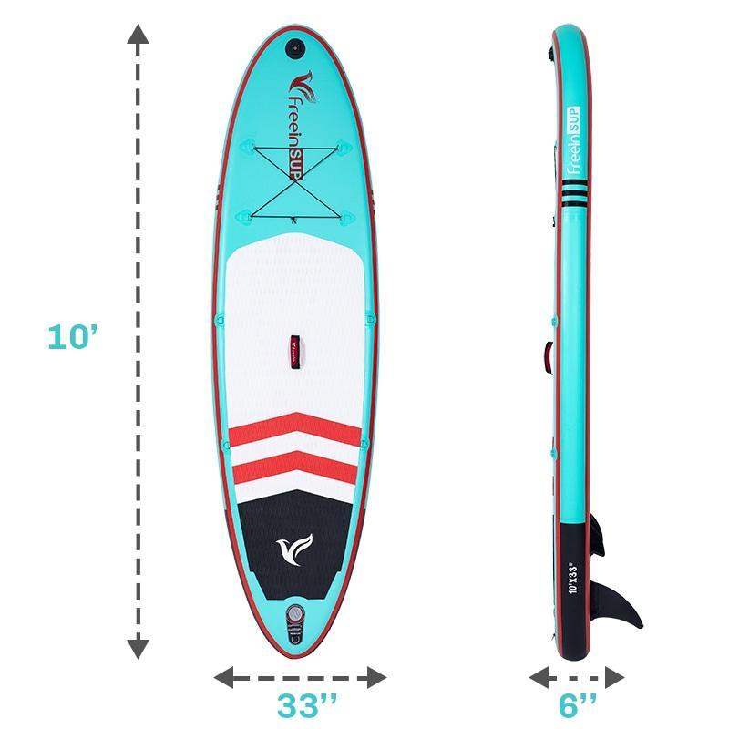 Freein, Freein 10' Inflatable Ocean SUP Stand Up Paddle Board Package Dual Action Pump Camera Mount Aqua New