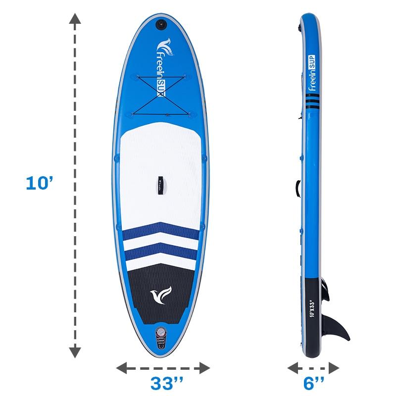 Freein, Freein 10' Inflatable Ocean SUP Stand Up Paddle Board Package Dual Action Pump Camera Mount Blue New