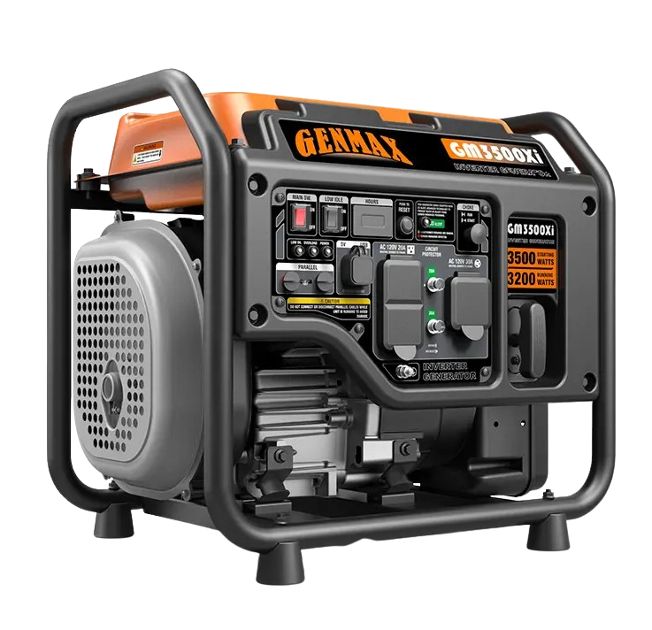 GENMAX, GENMAX GM3500Xi 30 Amp 3200W/3500W Recoil Start Gas Open Frame Inverter Generator with CO Detect New