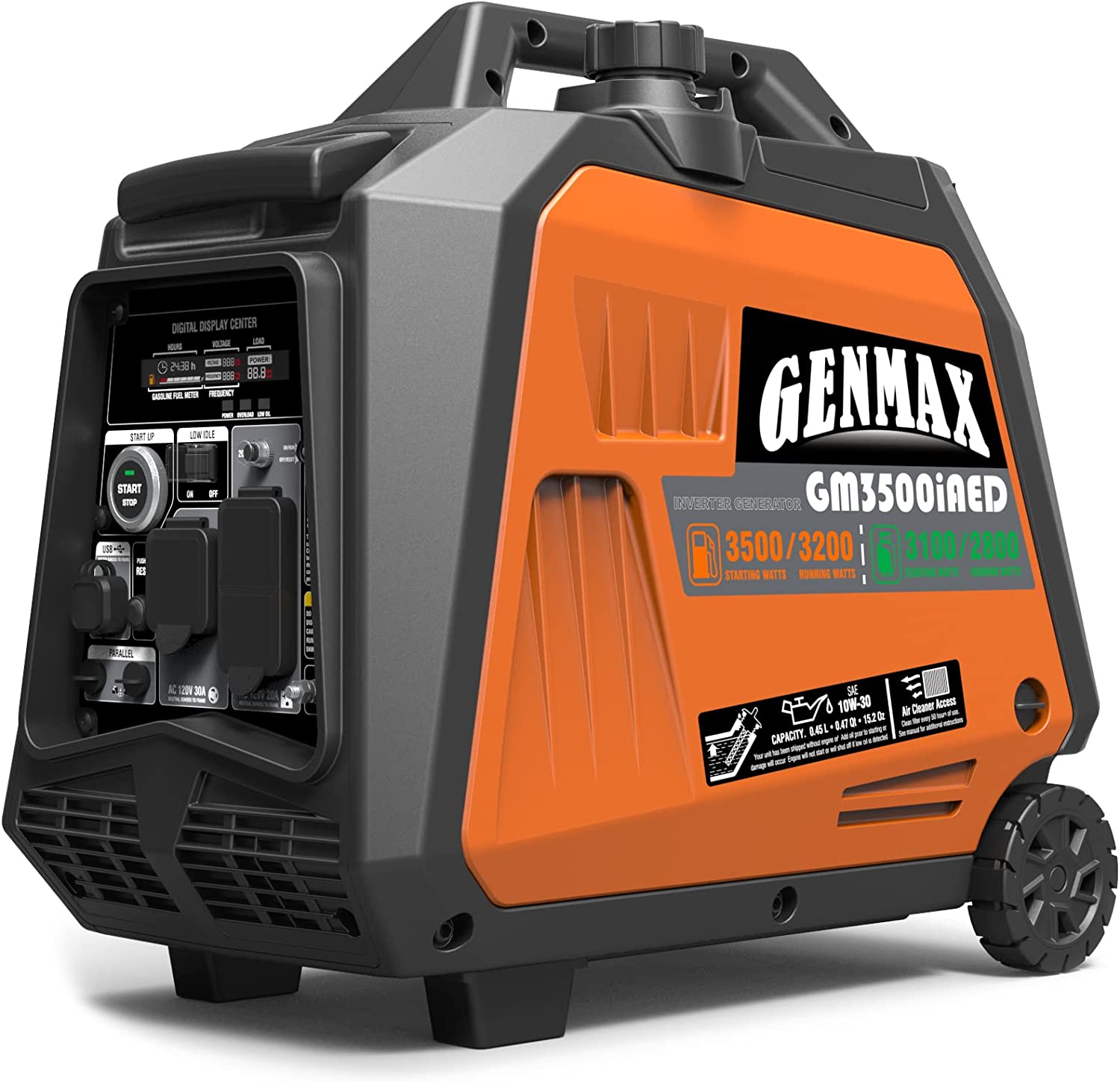 GENMAX, GENMAX GM3500iAED 30 Amp 3200W/3500W Remote Start Dual Fuel Inverter Generator with CO Detect New
