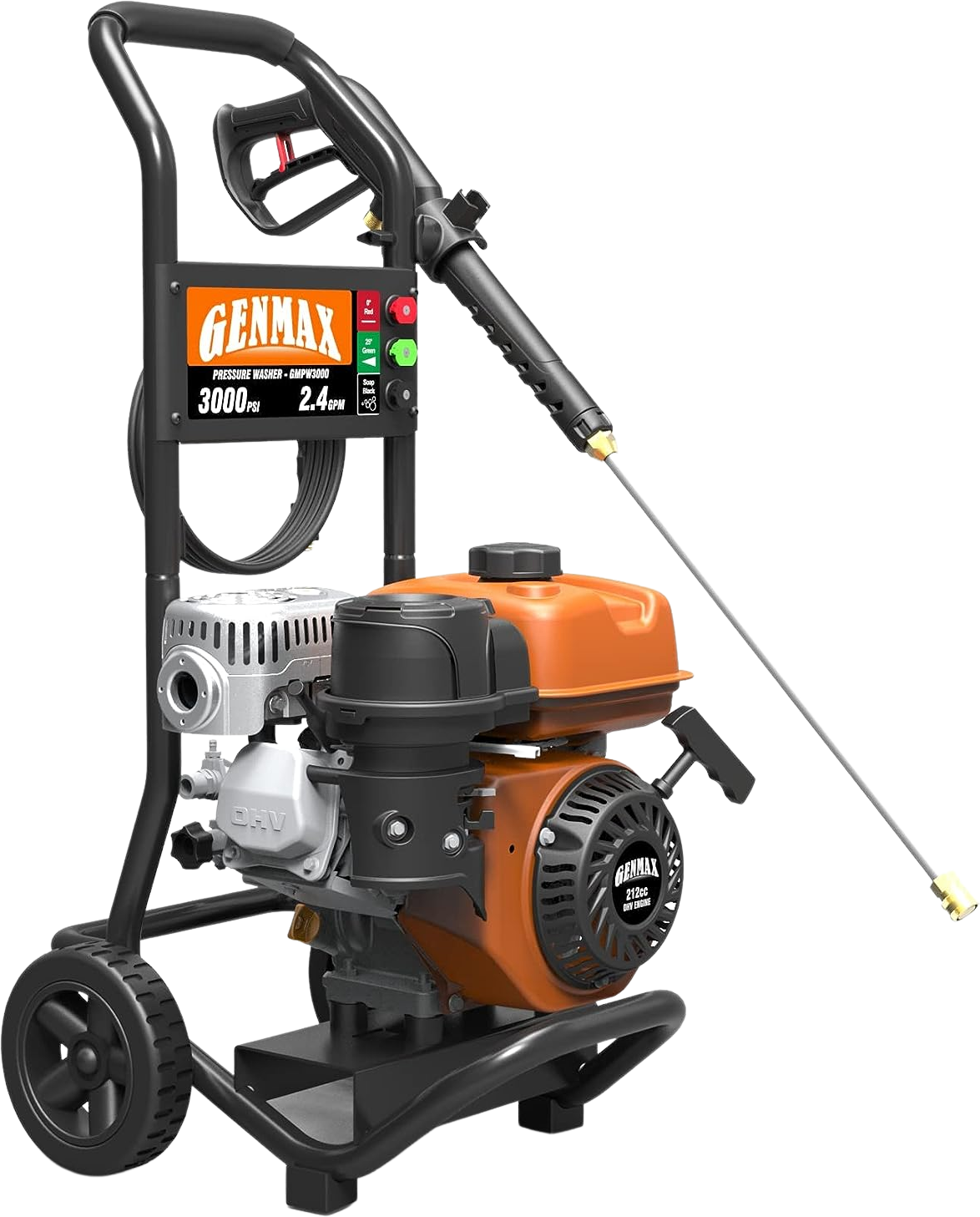 GENMAX, GENMAX GMGPW3000-H 3000 PSI and 2.4 GPM Gas Pressure Washer New