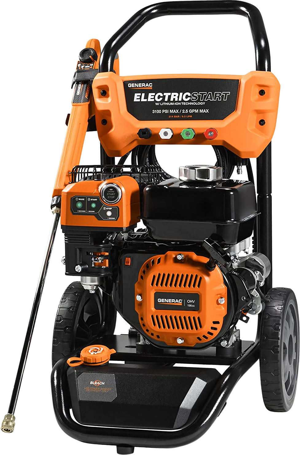 Generac, Generac 3100 PSI 2.5 GPM Electric Start Gas Pressure Washer Kit with Attachments 8895 New