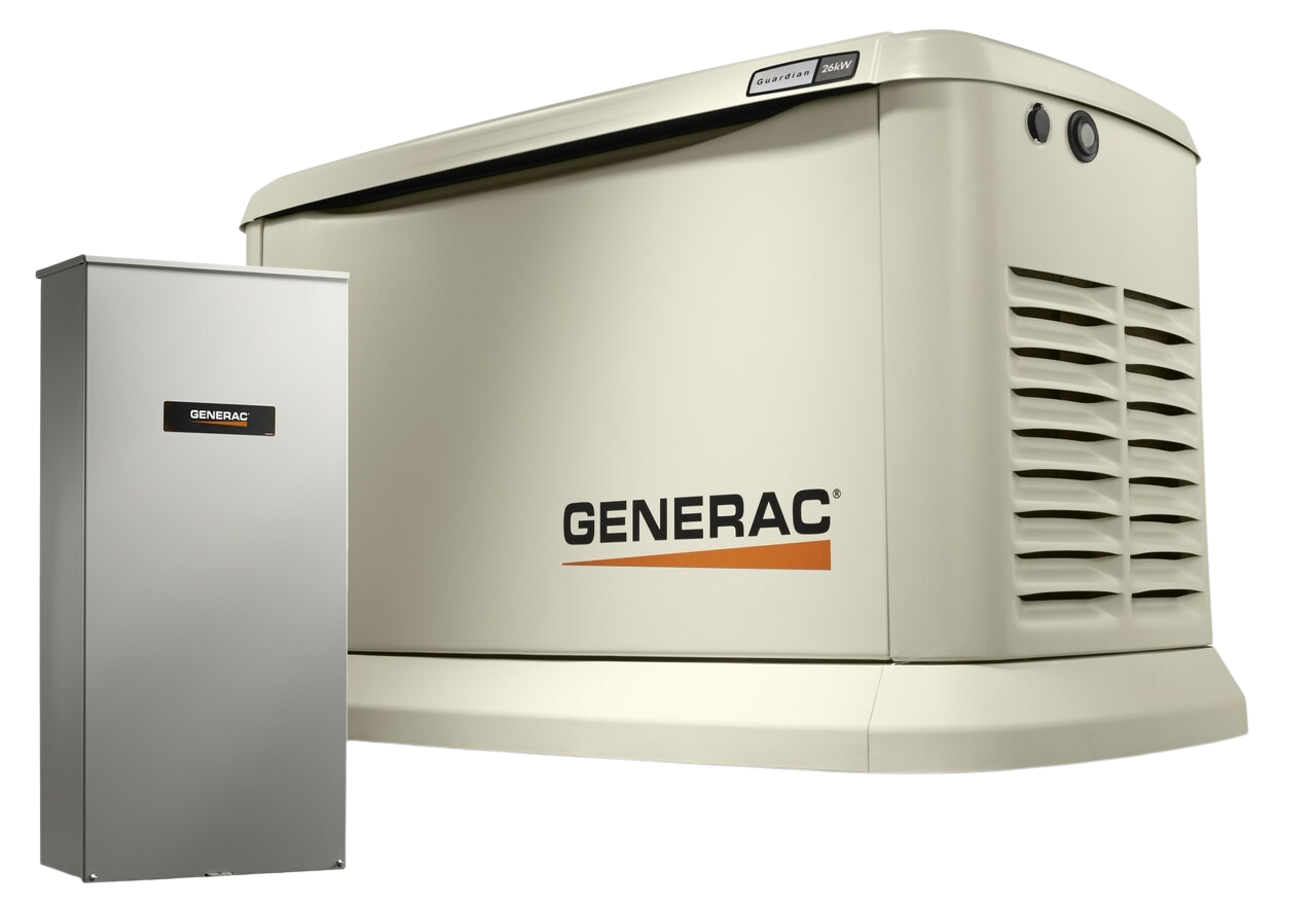 Generac, Generac 7291 Guardian 26kW Standby Generator WiFi w/ 200 Amp Automatic Transfer Switch Manufacturer RFB