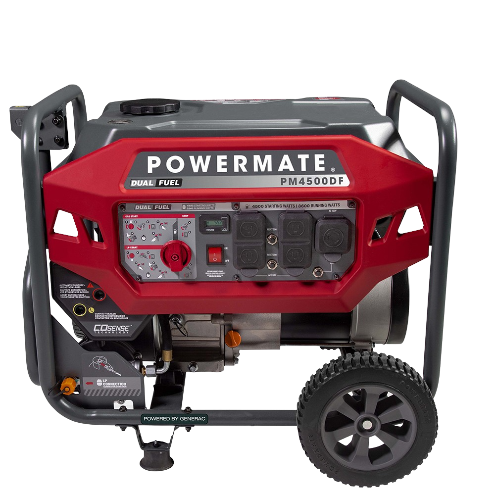 Generac, Generac/Powermate PM4500DF 3600W/4500W Recoil Start Dual Fuel Portable Generator with CO-Sense New