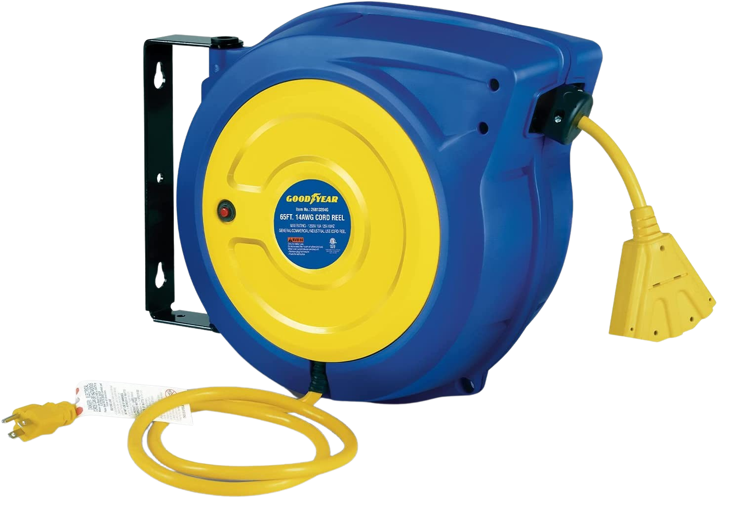 Goodyear, Goodyear 14 AWG x 65' 10A Mountable Retractable Extension Cord Reel New