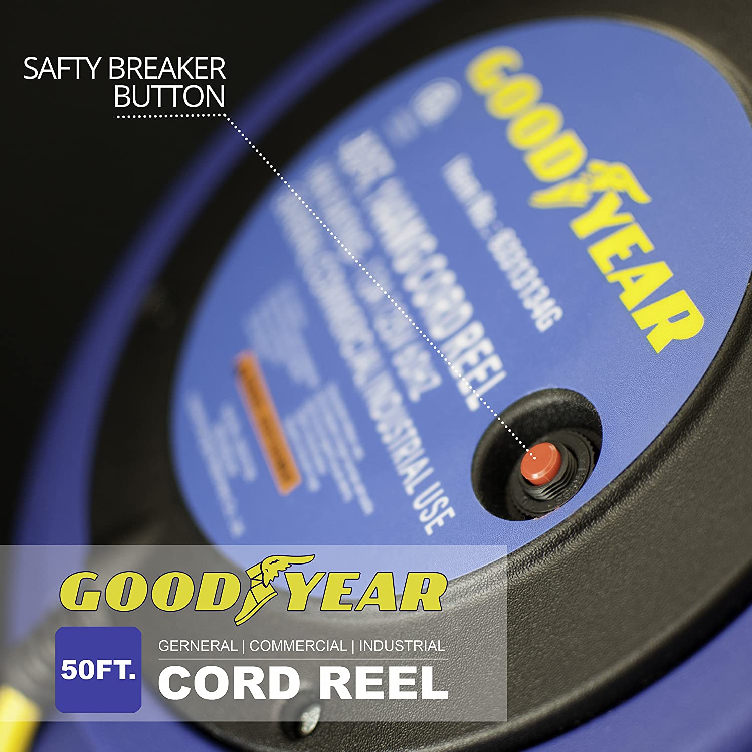 Goodyear, Goodyear 16 AWG x 50' 15A Mountable Retractable Extension Cord Reel New