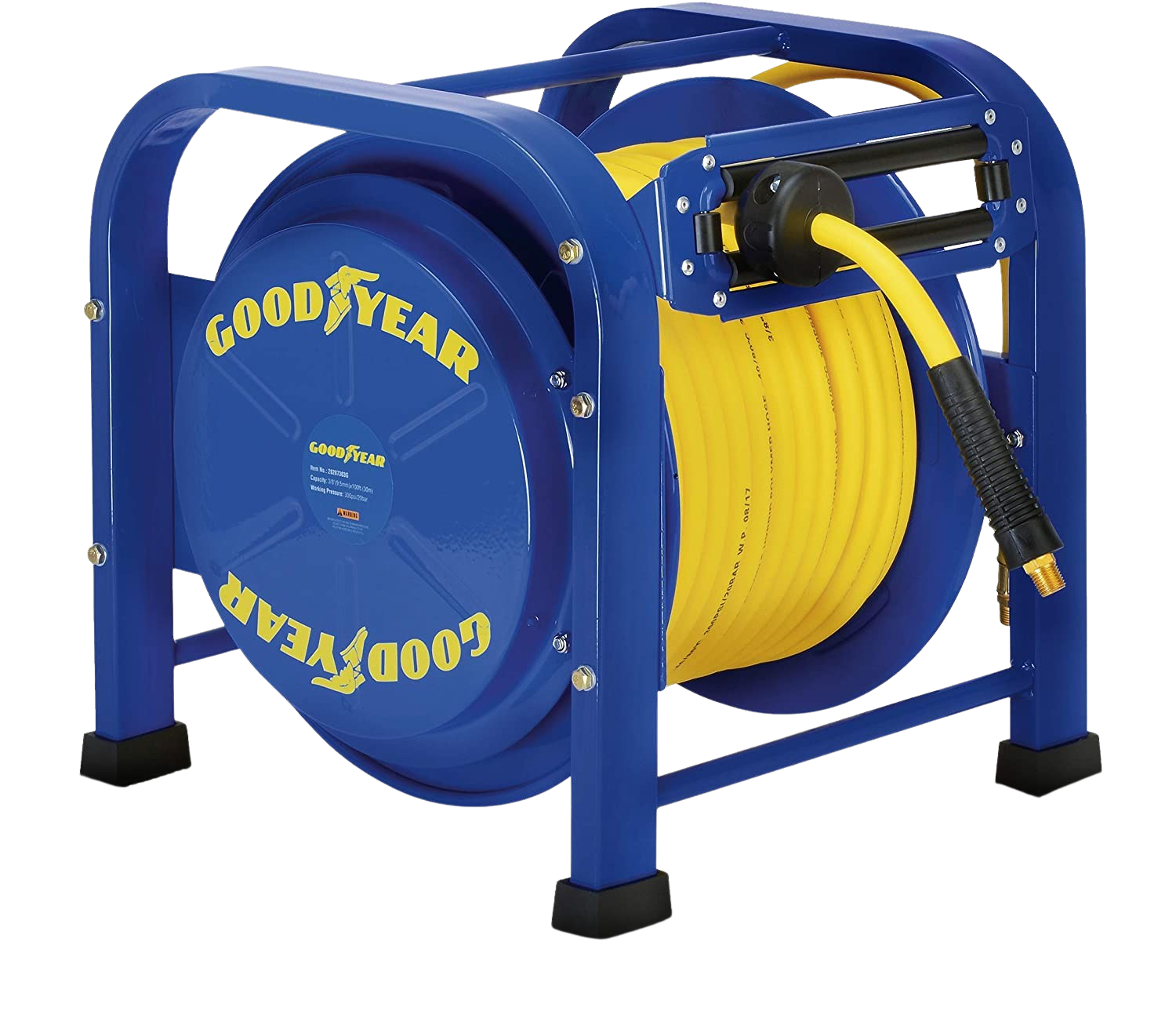 Goodyear, Goodyear 3/8" x 100' 3/8" MNPT Connections Portable Industrial Retractable Air Hose Reel New