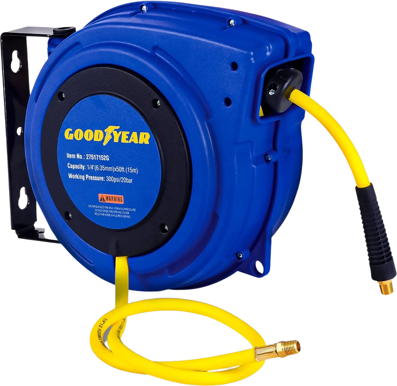 Goodyear, Goodyear GUR008 Retractable Hose Reel Air/Water 300 PSI 1/4" x 50' 1/4" NPT Connection New