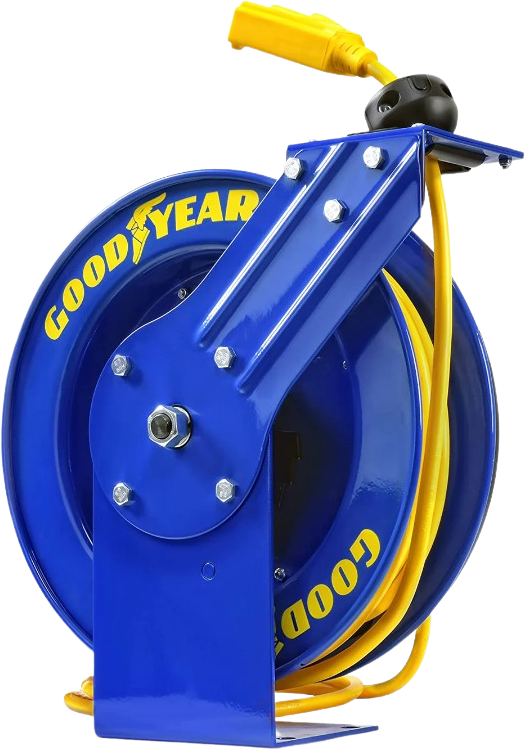 Goodyear, Goodyear GUR073 Retractable Extension Cord Reel Mountable 124AWG x 100' 14A Triple Connector New
