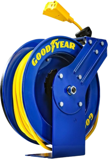 Goodyear, Goodyear GUR074 Retractable Extension Cord Reel Mountable 12AWG x 50' 14A 3-Outlets New