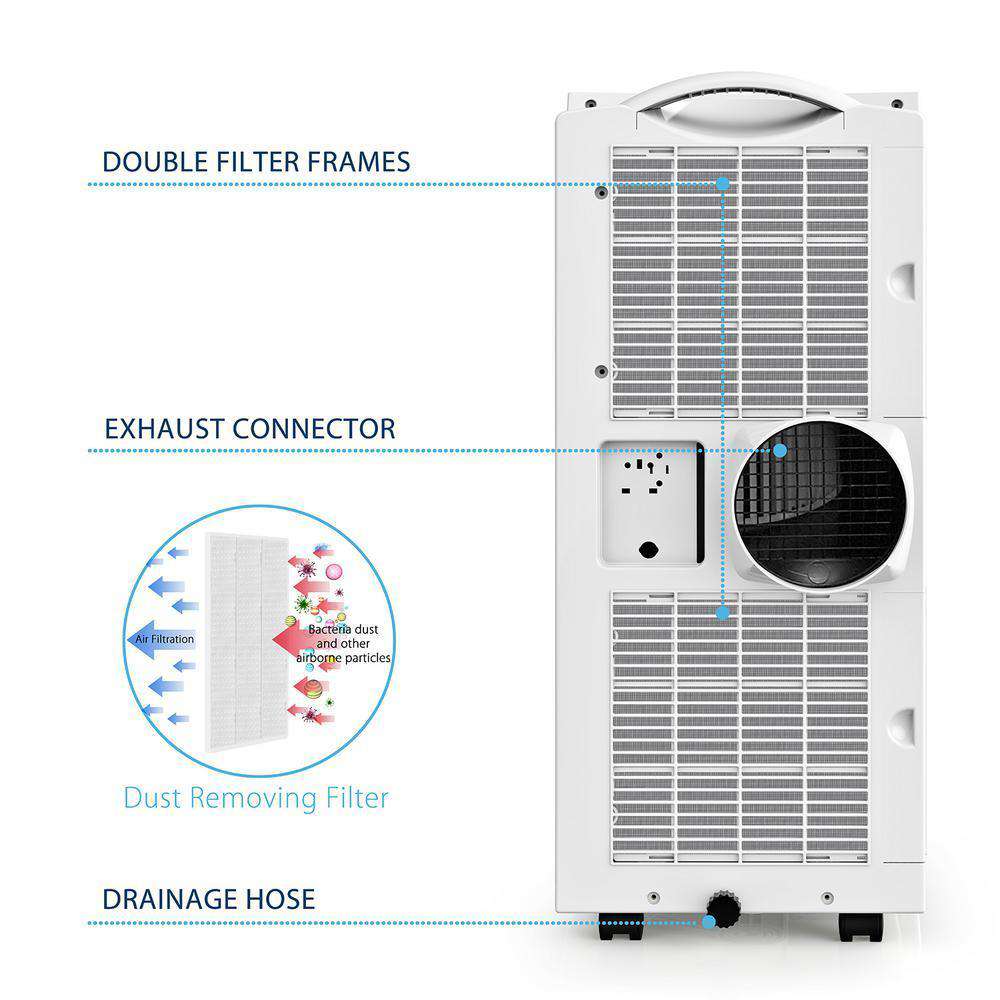 JHS, JHS A001-10KR/D 10,000 BTU Portable Air Conditioner with Dehumidifier and Remote White New
