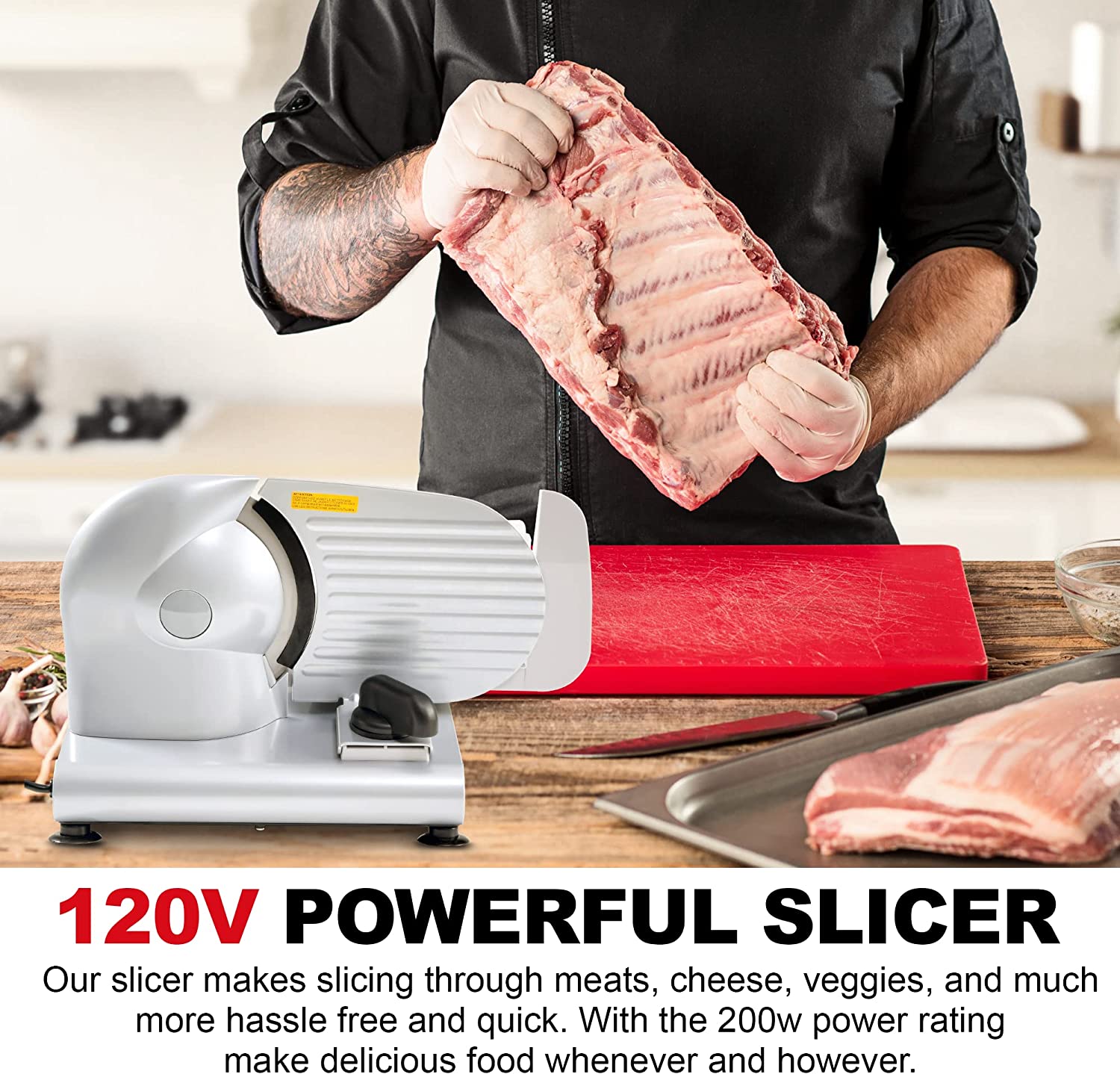 Kitchener, Kitchener 7.5" Stainless Steel Blade Professional Electric Meat Deli Cheese Food Slicer New