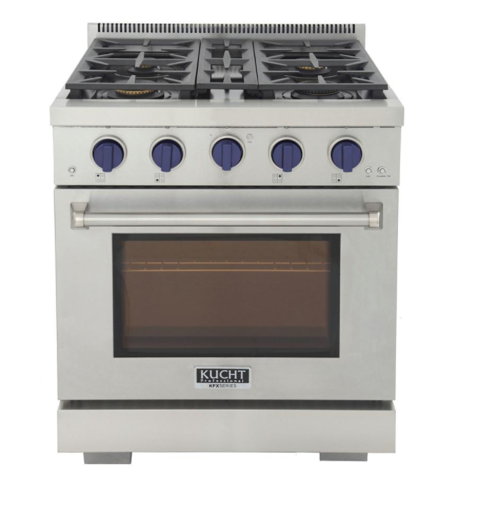 Kucht, Kucht KFX300 30" Professional Gas Range with 4 Sealed Burners and Convection Oven with NG & LP Options New