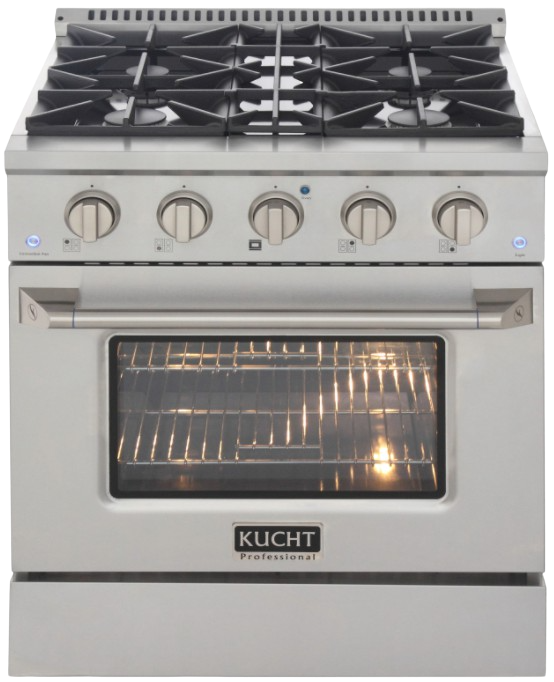 Kucht, Kucht KNG301 30" Professional Gas Range with 4 Sealed Burners and Convection Oven with NG & LP Options New