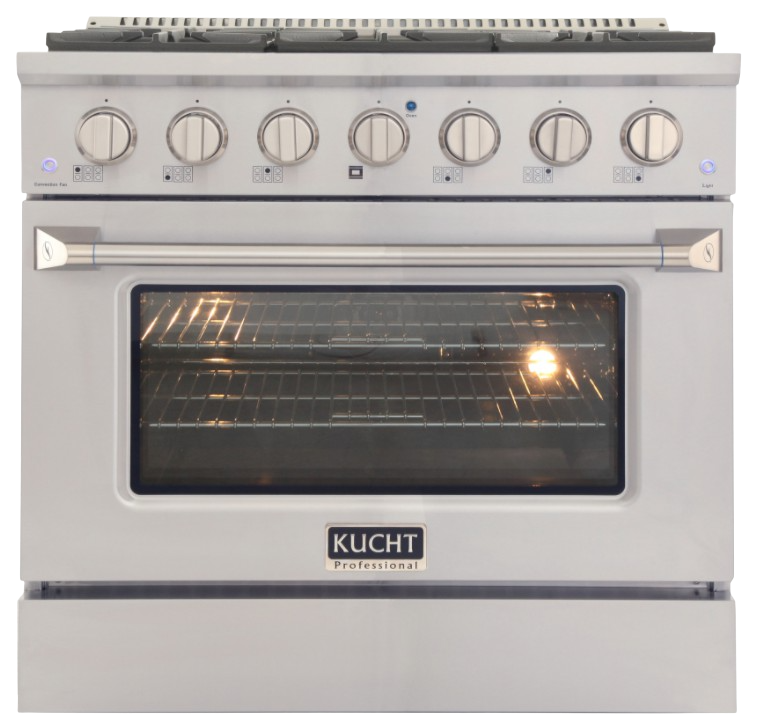 Kucht, Kucht KNG361 36" Professional Gas Range with 6 Sealed Burners and Convection Oven with NG & LP Options New