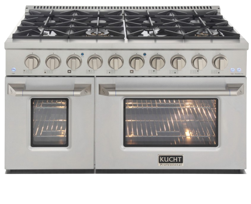 Kucht, Kucht KNG481 48" Professional Gas Range with 8 Sealed Burners and Convection Oven with NG & LP Options New