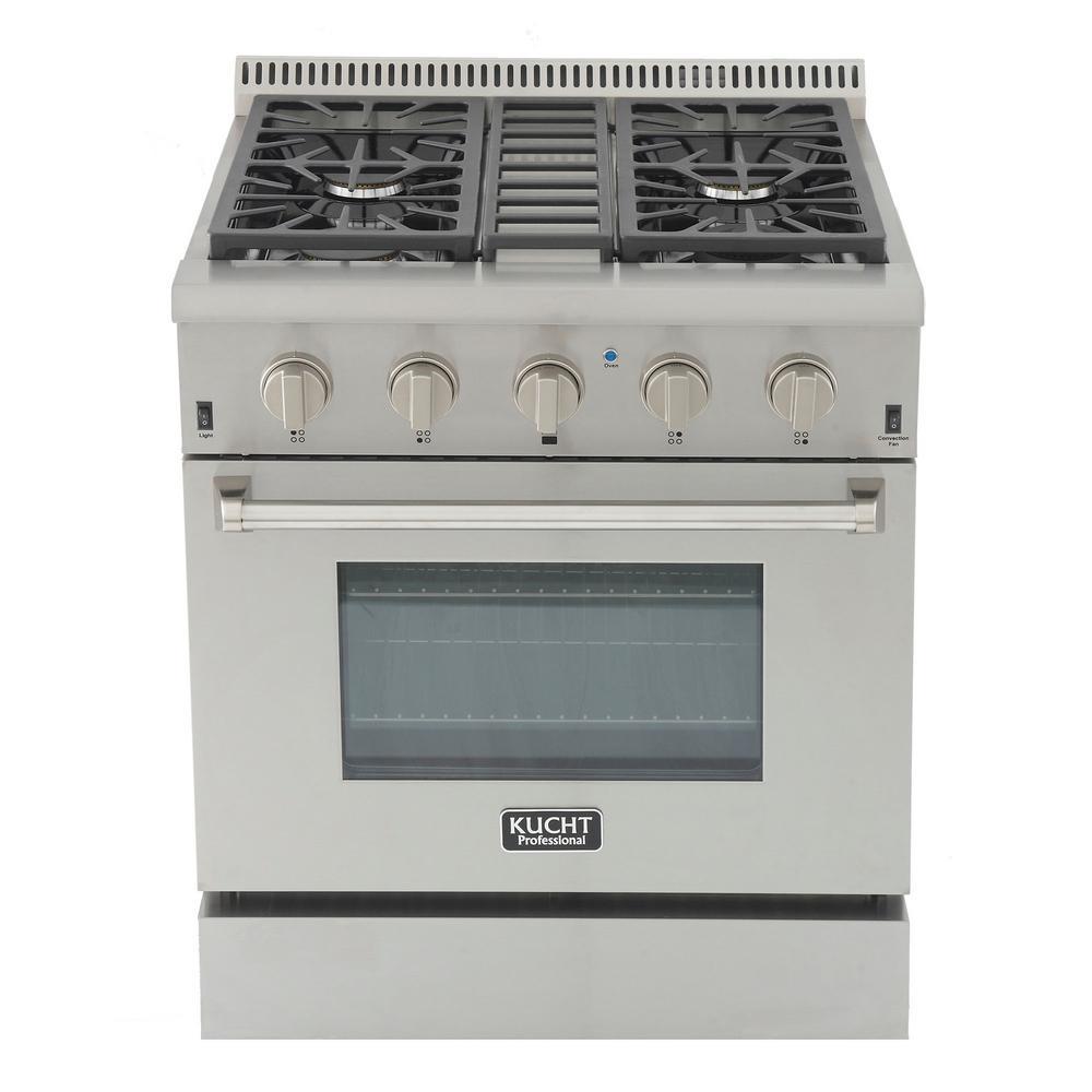 Kutch, Kutch KRG3080U-S Pro-Style 30 in. 4.2 cu. ft. Natural Gas Range with Sealed Burners and Convection Oven in Stainless Steel New