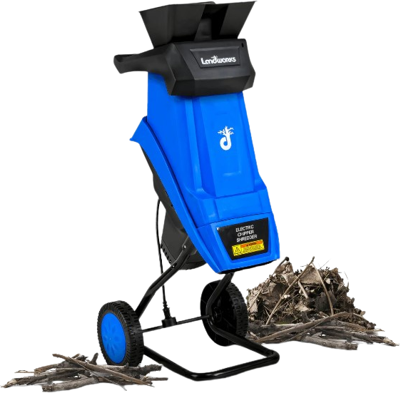 Landworks, Landworks GUO023 Electric Wood Chipper 17:1 Reduction 15 Amp 1800 Watts 120VAC Dual Edge Blades New