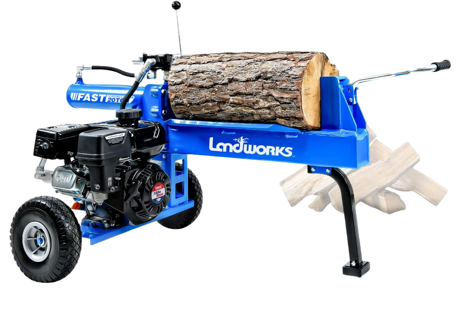 Landworks, Landworks GUO079 7HP 212 CC 10" Diameter 20 Ton Hydraulic System Gas-Powered Log Splitter New