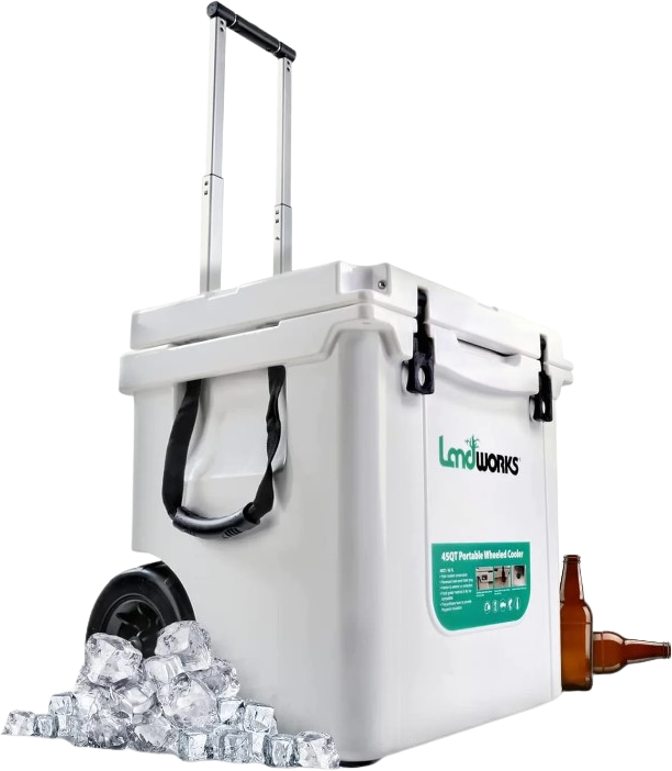 Landworks, Landworks GUT147 Rotomolded Wheeled Ice Cooler 11 Gallon 10 Day Ice Retention With Bottle Openers New