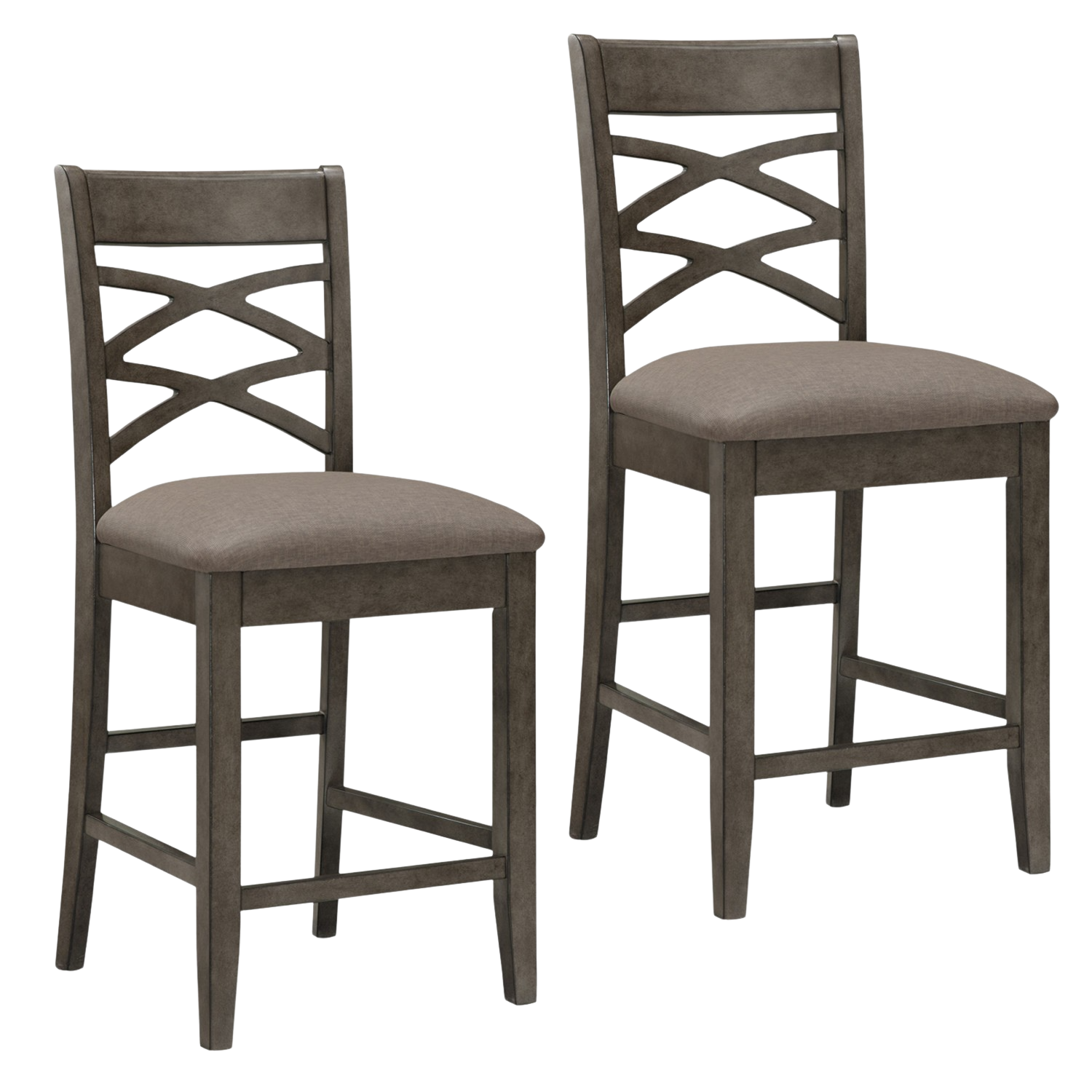Leick Home, Leick Home 10084GS/MH Crossback Counter Height Stool with Moss Heather Seat Set of 2 New