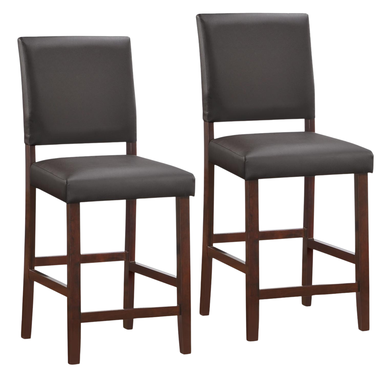 Leick Home, Leick Home 10086CP/EB Counter Stool with Ebony Faux Leather Seat Set of 2 New