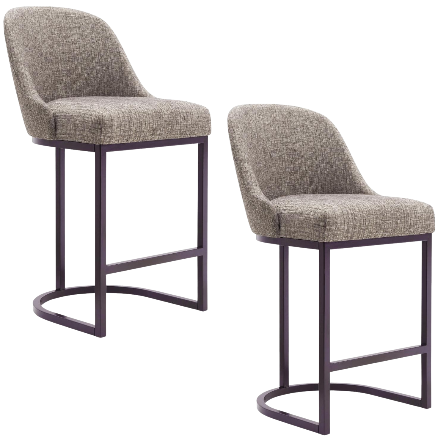Leick Home, Leick Home 10132ES/GL Barrel Back Counter Stool in Gray and Espresso Set of 2 New