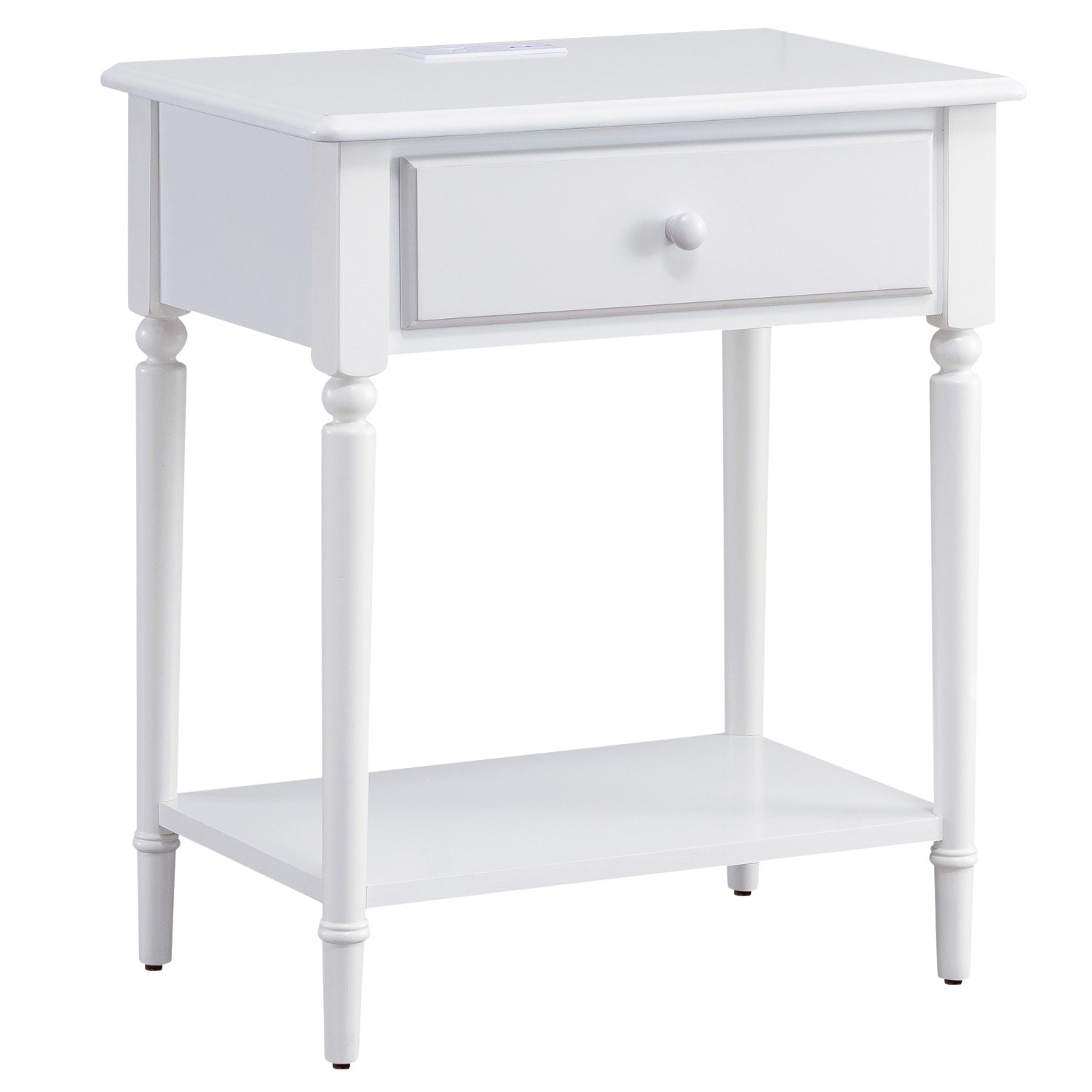 Leick Home, Leick Home 20022-WT Coastal Side Table with AC and USB Charger in Orchid White New