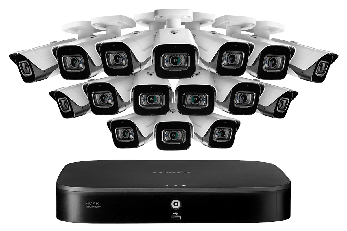 Lorex by Flir, Lorex 4KMPX1616-2 4K 16-Channel 4K Security System with 16 Outdoor Audio Security Cameras New