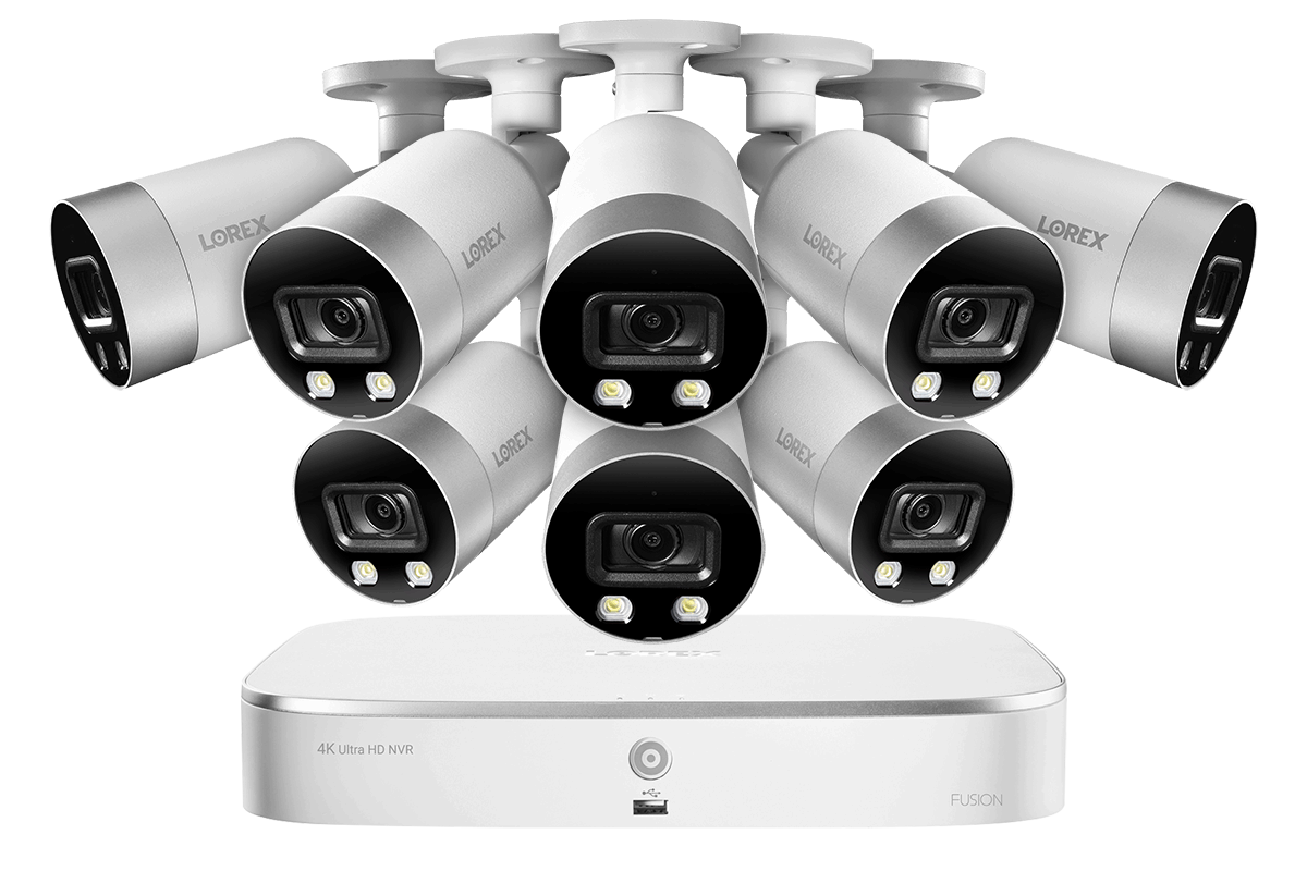 Lorex by Flir, Lorex 4KSDAI88 4K Ultra HD 8-Channel IP Security System with 8 Smart Deterrence 4K (8MP) Cameras, Smart Motion Detection and Smart Home Voice Control Security Surveillance System Open Box