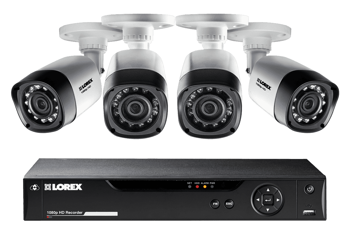 Lorex by Flir, Lorex LHD44W HD 1080P 4 Camera 4 Channel Weatherproof DVR Surveillance Security System New