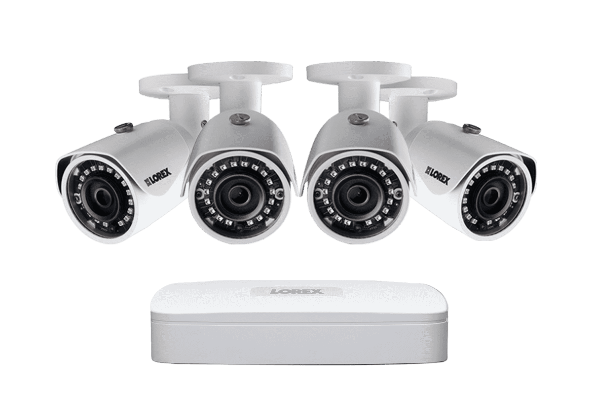 Lorex by Flir, Lorex LN1080-44W 4 Camera 4 Channel NVR 2K IP Indoor/Outdoor Surveillance Security System New