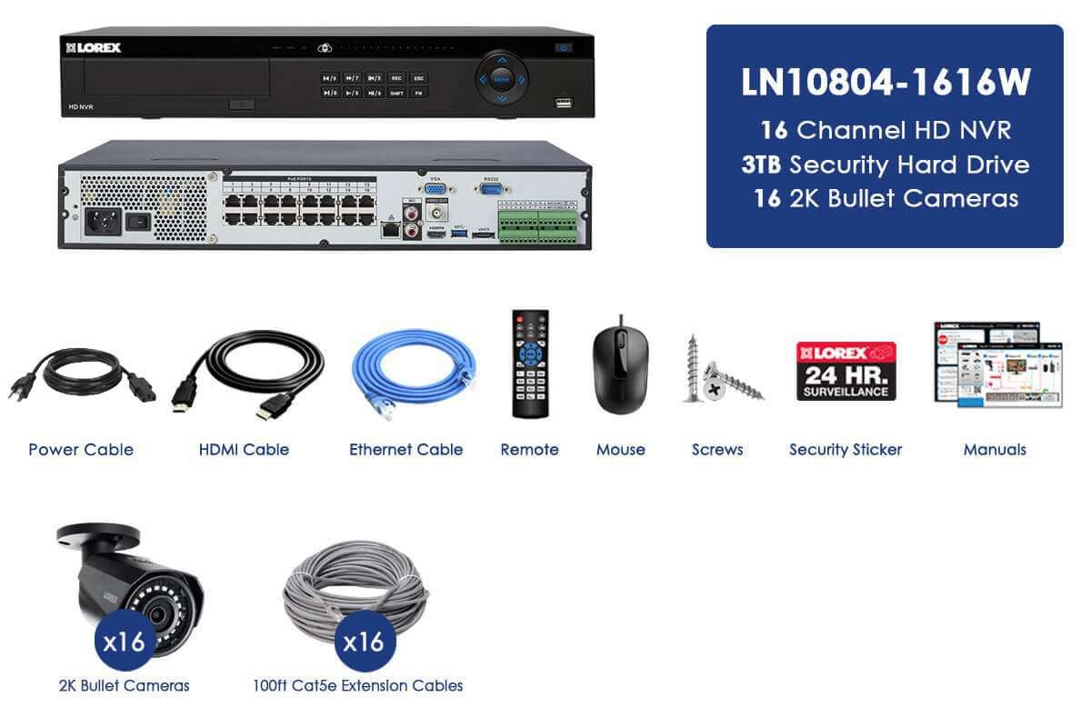 Lorex by Flir, Lorex LN10804-1616W 16 Camera 16 Channel 4MP IP Outdoor Surveillance Security System New