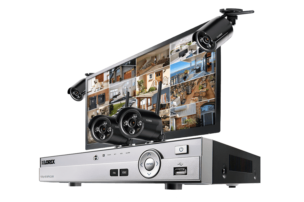 Lorex by Flir, Lorex LW164MW HD 4 Camera 16 Channel DVR and Monitor Indoor/Outdoor Surveillance Security System New