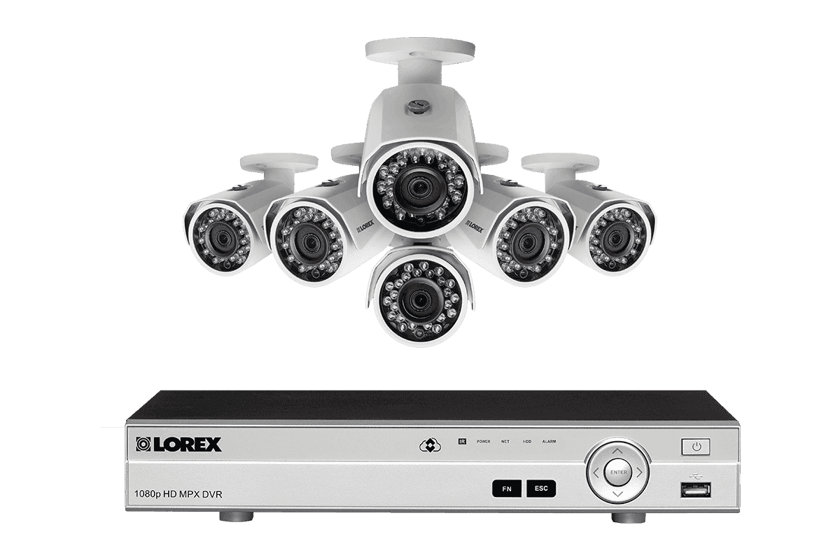 Lorex by Flir, Lorex MPX86W 1080P HD Weatherproof 6 Camera 8 Channel 2 TB MPX DVR Surveillance Security System New