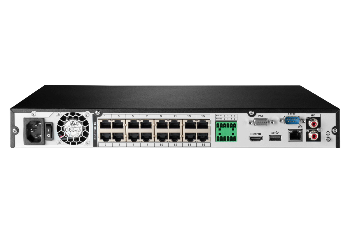 Lorex by Flir, Lorex N4K3-1616BB 16-Channel NVR System with Sixteen 4K (8MP) IP Cameras Security Surveillance System New