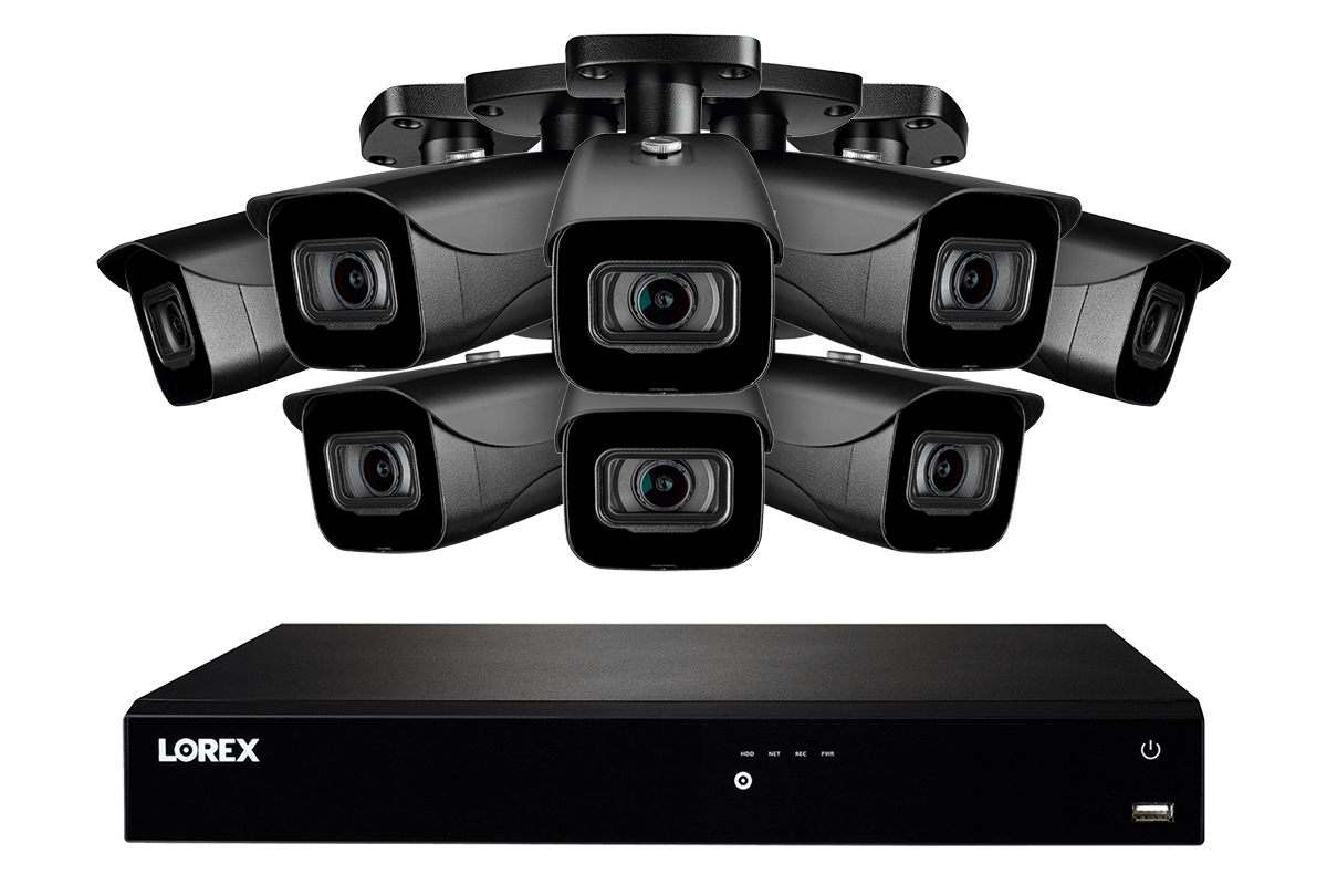 Lorex by Flir, Lorex N4K3-168BB 16-Channel Fusion NVR System with Eight 4K (8MP) IP Cameras Security Surveillance System New