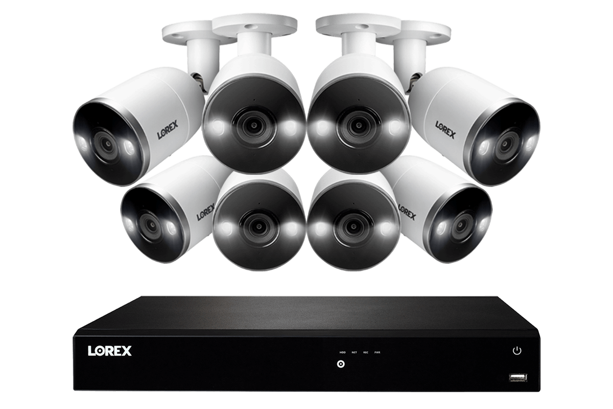 Lorex by Flir, Lorex N4K3SD-168WB 16-Channel 4K Ultra HD Fusion NVR IP System with 8 Smart Deterrence Cameras Security Surveillance System New