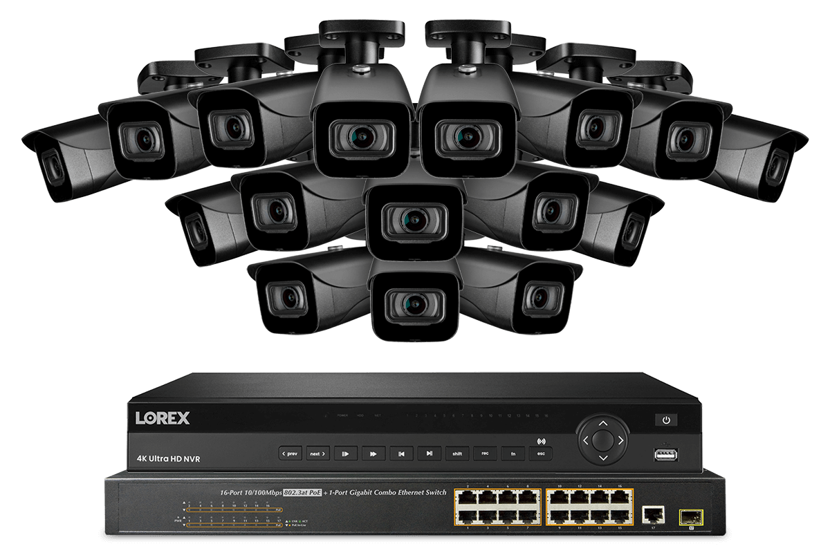 Lorex by Flir, Lorex NC4K8-3216BB 32-Channel NVR System with Sixteen 4K (8MP) IP Cameras Security Surveillance System New