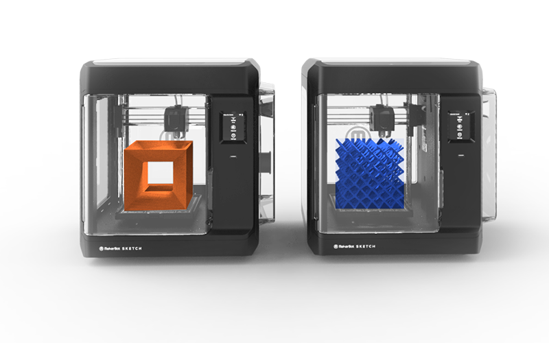 MakerBot, MakerBot Sketch Classroom 3D Printer 16.6" x 17" 100-400 Micron Layer Resolution Two Printer Setup New