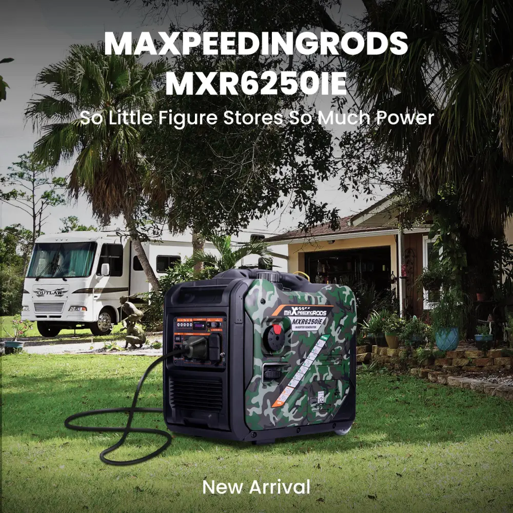 Maxpeedingrods, Maxpeedingrods MXR6250IE-US Inverter Generator 5000W/5500W Low THD Electric Start RV Ready and CO Alert Gas New
