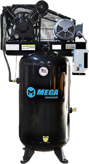 Mega Compressor, Mega Compressor MP-7580VM3 Air Compressor with Mag Starter 3 Phase 80 Gallon 7.5 HP 175 PSI Electric Start New