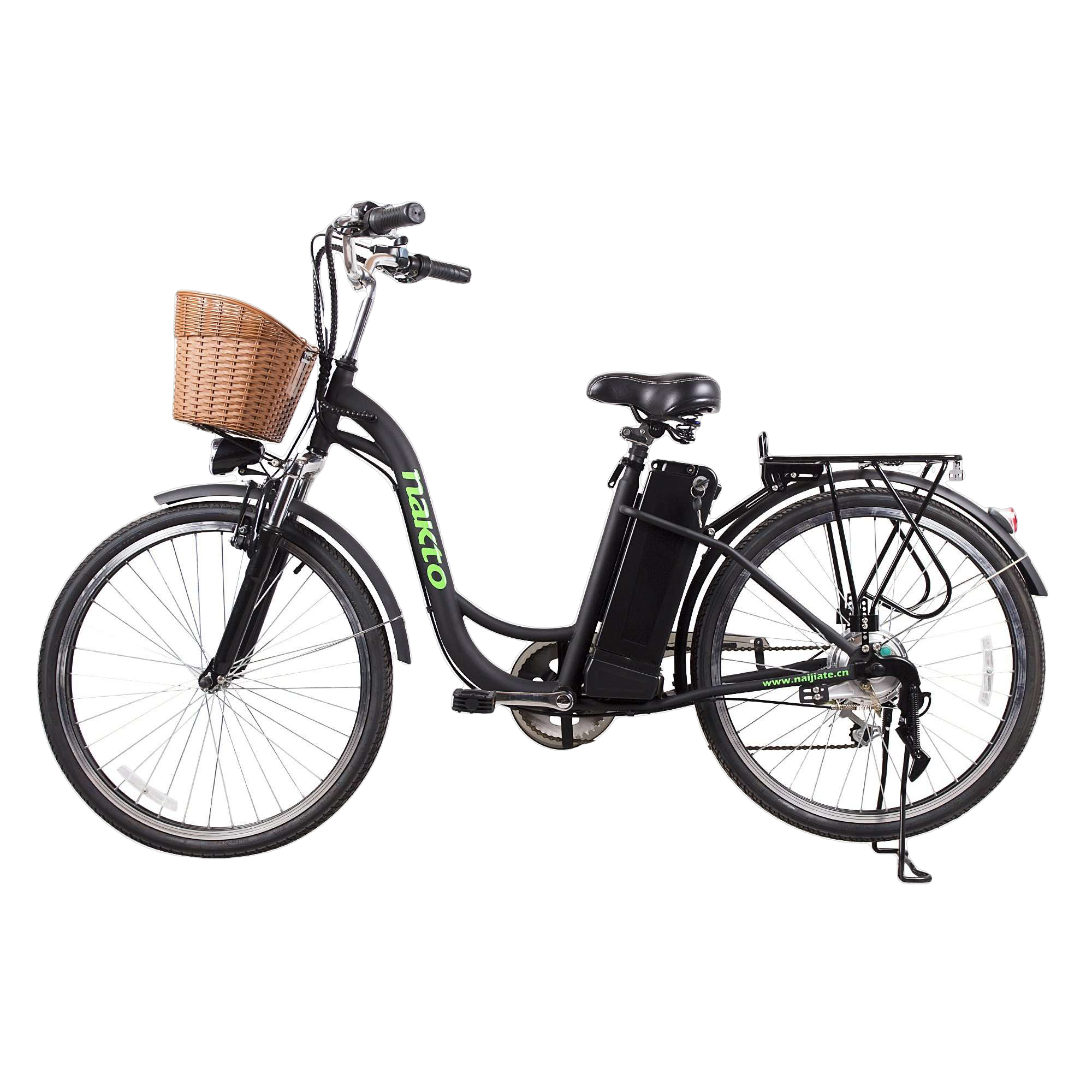 Nakto, NAKTO 26 inch 250W Motor with Peak 350W 19 MPH Camel Electric Bicycle 6 Speed E-Bike 36V Lithium Battery Female/Young Adult Black New